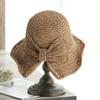 Bucket Brim Hat Bowknot Straw Summer Hat Wide Decor Side Split Design