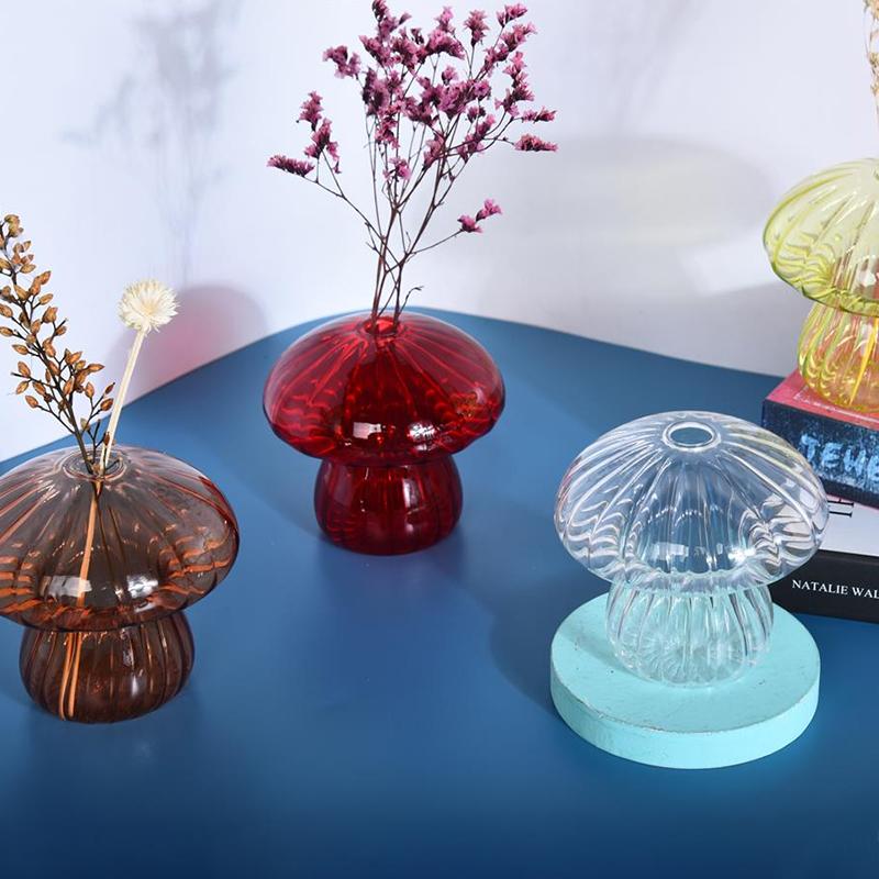 Kreative Pilzglasvase, Hydrokultur-Terrarium-Kunst, Desktop-Dekor, Blumenflasche, Zimmertisch, DIY-Aromatherapie-Dekor