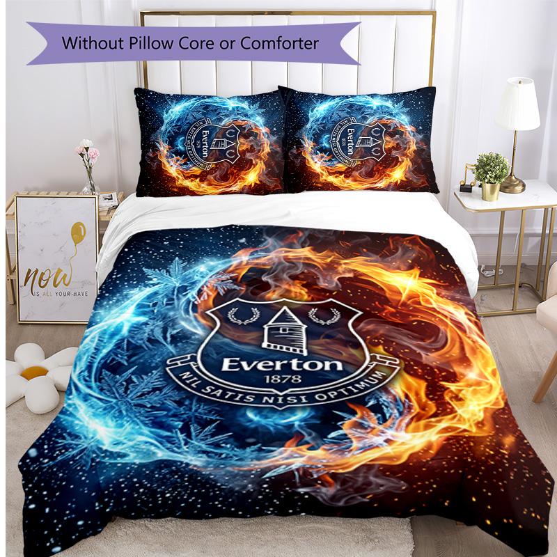 Set Lenzuola Everton Football Stampato 3 Pezzi, Comodo Set Copripiumino per Camera da Letto Amico della Pelle