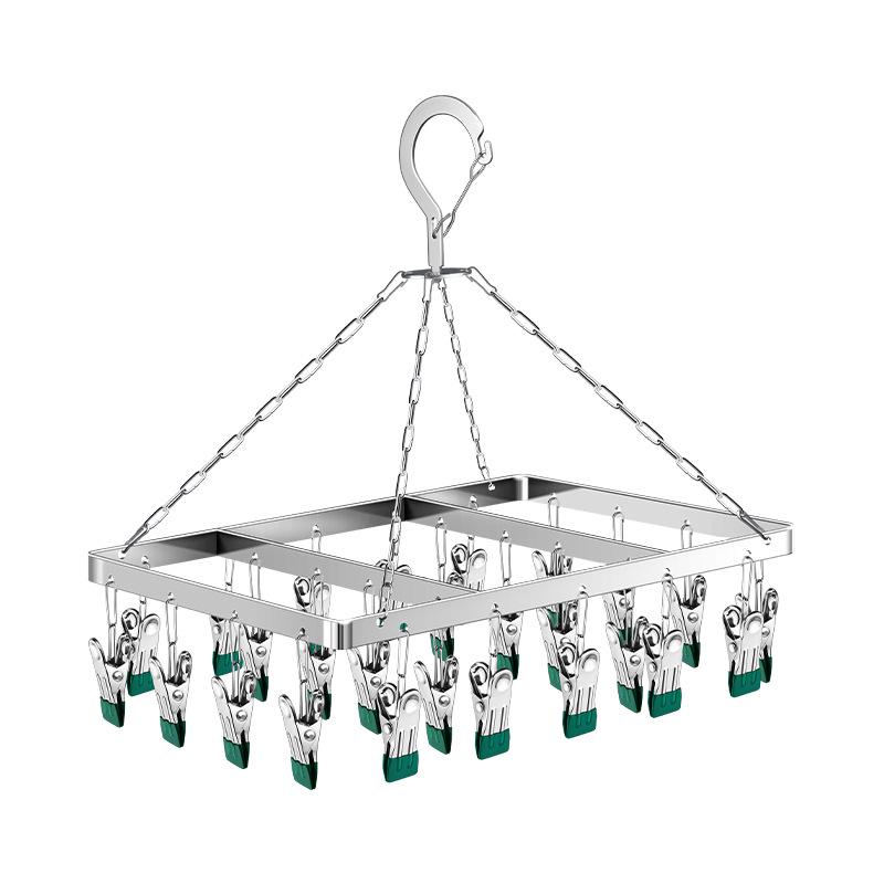 Stainless Steel Multi-Clip Drying Sock Hanger - 26 Clips