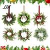Candlestick Garland Christmas Bow Wreath Door Hanger, Artificial Pine with Ribbon, Table Centerpiece Rustic Farmhouse Wall Decor, 2-in-1 for
