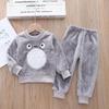 Småbarn Baby Gutter Klær Høst Vinter Barn Flanell Pyjamassett Tykk Varm Genser Tegneserie Søt bjørn Todelt Jentedress Joggedress