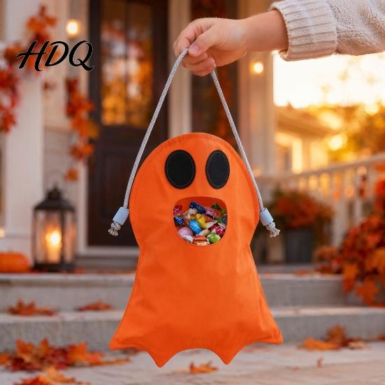 Community Trick Or Treat Bags Halloween or Candy Bag for Kids Cute Ghost School with Handle Oxford Cloth Snack Holder Party Favors Reusable