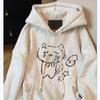 Retro Chic Amerikansk Tecknad Tryck Bomullshoodie för Kvinnor & Män - Tidig Höst Hong Kong-stil