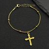 Catholic Cross Pendant Bracelet For Women Men Stainless Steel Gold Silver Color Adjustable Beads Hand Chain Amullet Jewelry Gift
