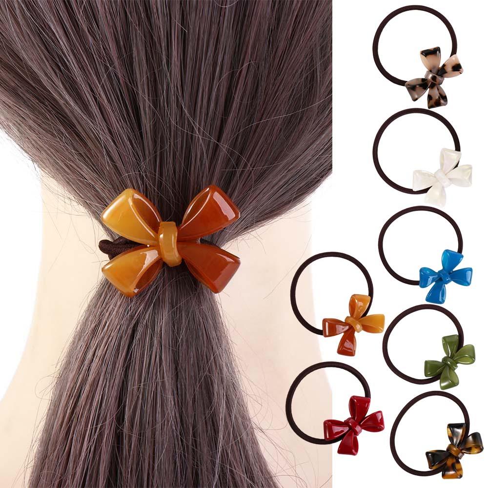 

Headdress Hair Rings Sweet Hair Ties Acetate Bow Scrunchies Women Hair Bands Hair Rubber Bands чорний