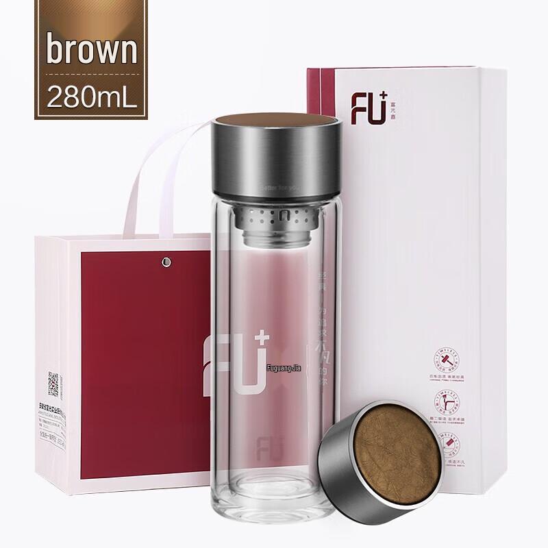 Fuguang Double Wall Borosilicate Glass Tea Mug with Lid