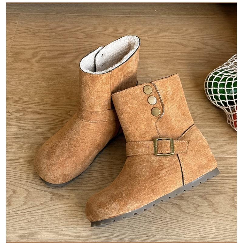 

Women s Large Size Soft Sole Heightening Winter Warm Fur One Anti-slip Snow Boots Plush Lined Ankle Boots Outdoor Sports Martin Cotton Boots 35 хаки
