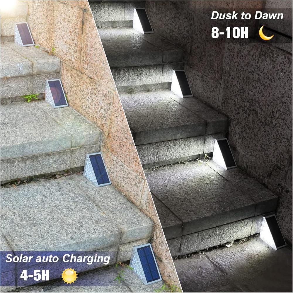 1Pc Solar Stair Lights ,LED Solar Step Lights Outdoor Waterproof ,Outdoor Light Decor for Garden Stair, Deck, Front Step, Front Porch, Patio