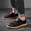 Fashion High End Brand Men Genuine Leather Casual Business Shoes Trend Brogue Oxford Shoes Classic Office Dress Outdoor Shoes Thick Sole