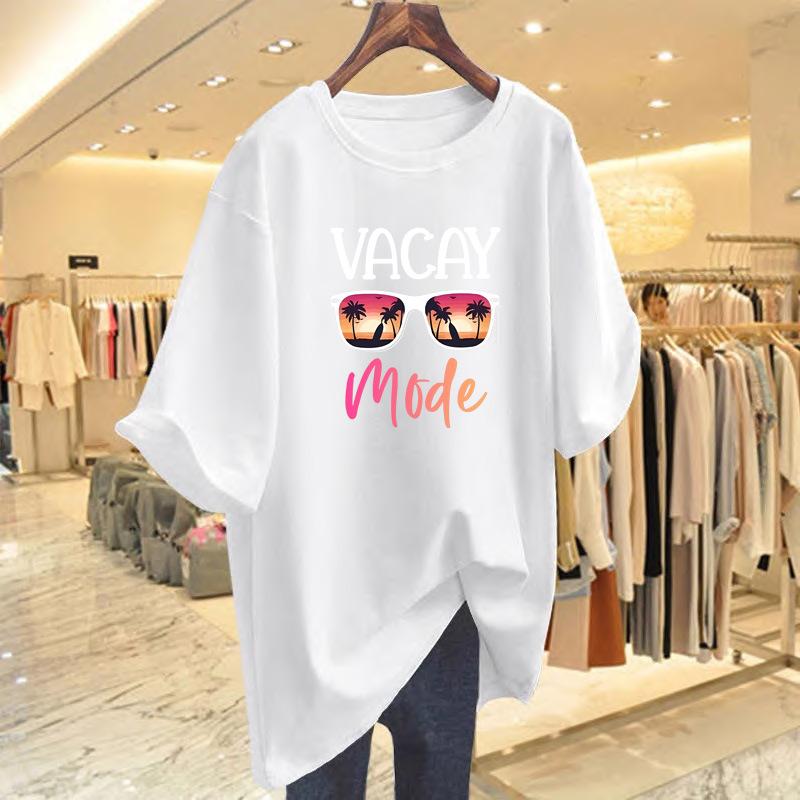 

Новые очки с принтом в виде букв, забавная милая футболка с коротким рукавом, женская большая версия S