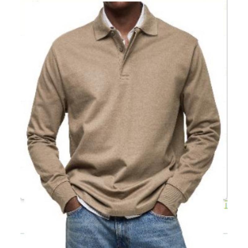 Heren Long Sleeve Polo Shirt Casual Knopen Effen Kleur Basic Top