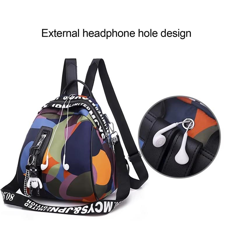 Women's Waterproof Oxford Backpack, Fashion Camouflage Multifunctional 3-in-1 Travel & School Bag, Single Shoulder Crossbody Daypack