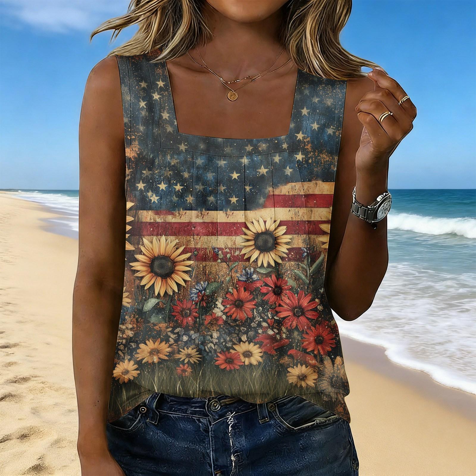 Women s Fashion Sexy Pleated Square Neck Sleeveless Vest Top XXXL тёмно-синий