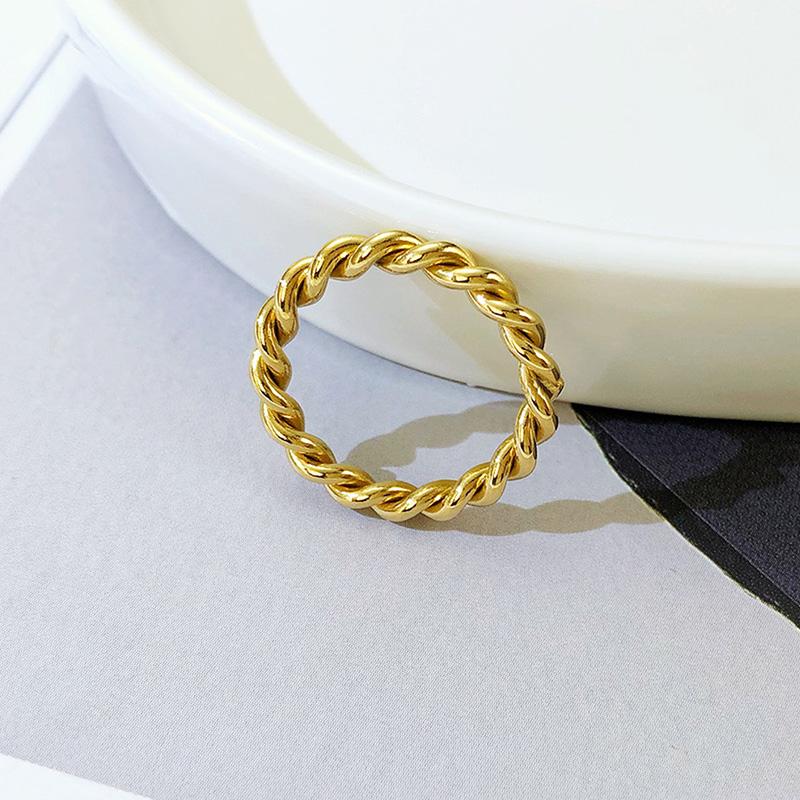3mm Braided Twist Ring for Women Stainless Steel Gold Color Twist Rope Rings Infinity Stacking Band Wedding Jewelry