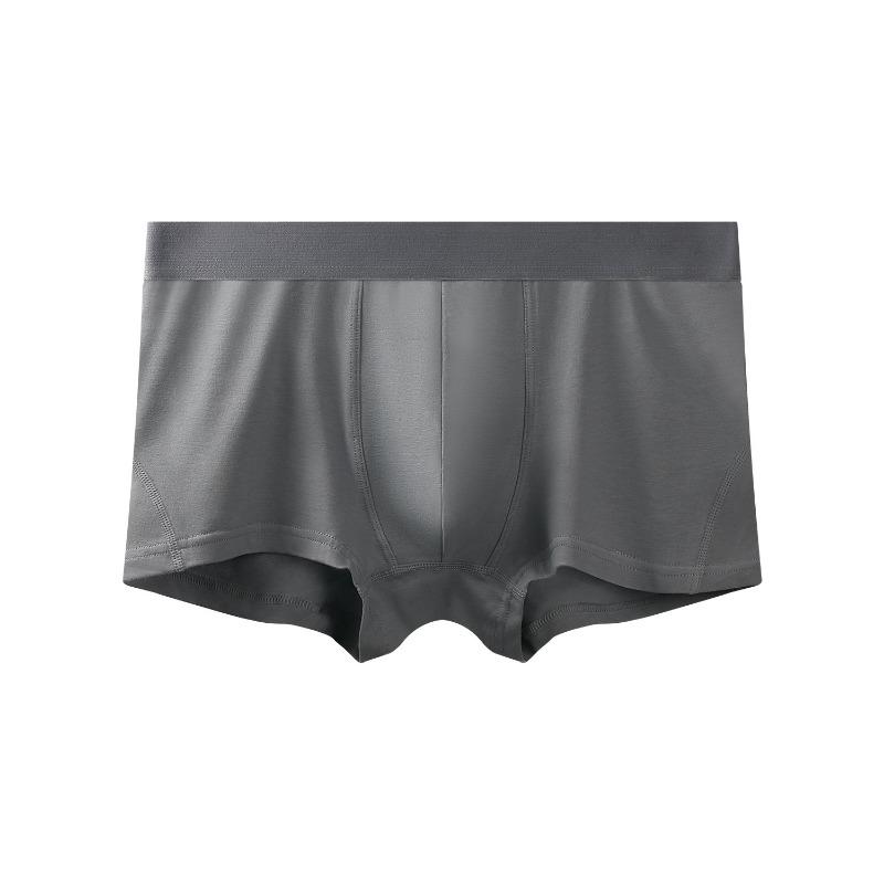 Men Loose Solid Color Cotton Mid Waist Antibacterial Breathable Boxer Briefs