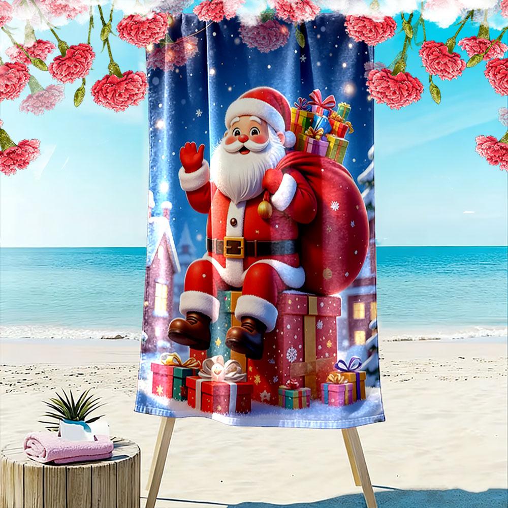 Jolly festive cheer Print beach towel, quick drying, suitable for travel, outdoor sports, jogging, the beach and swimming, gift