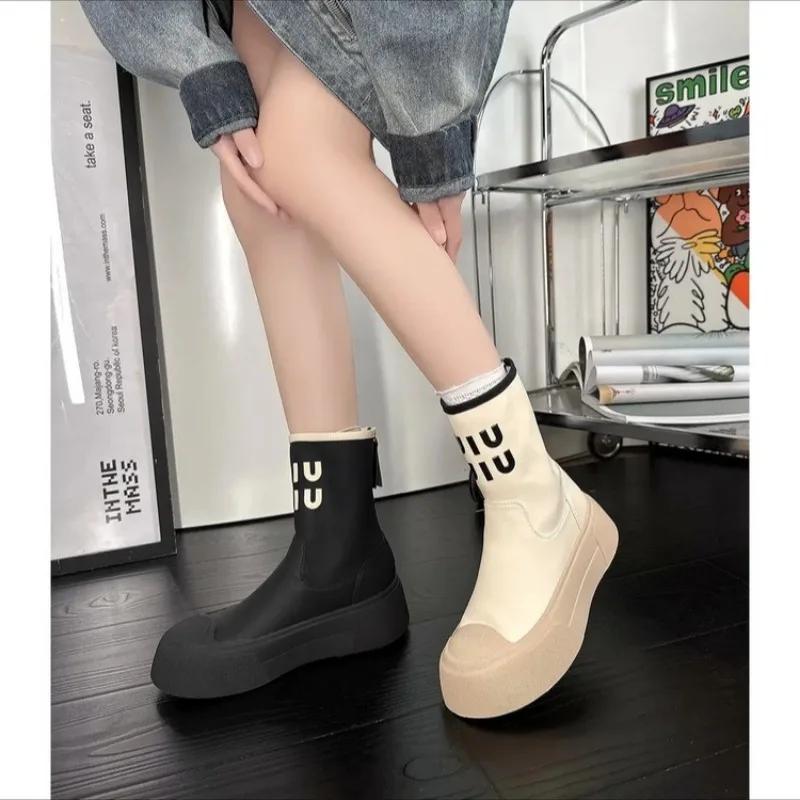 Fashion Winter Autumn Shoes Designer Brand Flat Heel Stretch Soft Leather Boot Sexy Over The Knee Boots Women Platform  High Boot