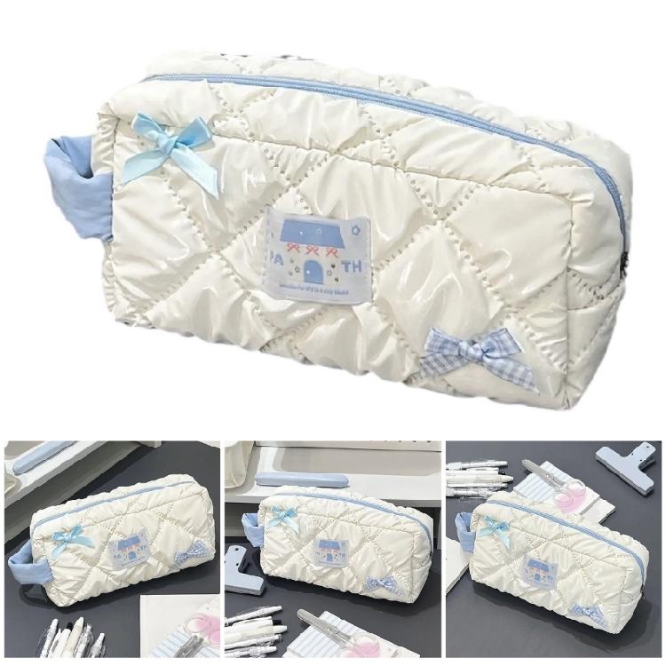Aesthetic Pen Bag Lovely Bows Pencil Case Makeup Bag Cartoon Pen Case Large Capacity Pencil Bag School Office Supplies