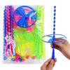 8/16pcs Manual Pushing Threaded Flying Round Disc Colorful Outdoor Bamboo Dragonfly Outdoor Activities Experiments