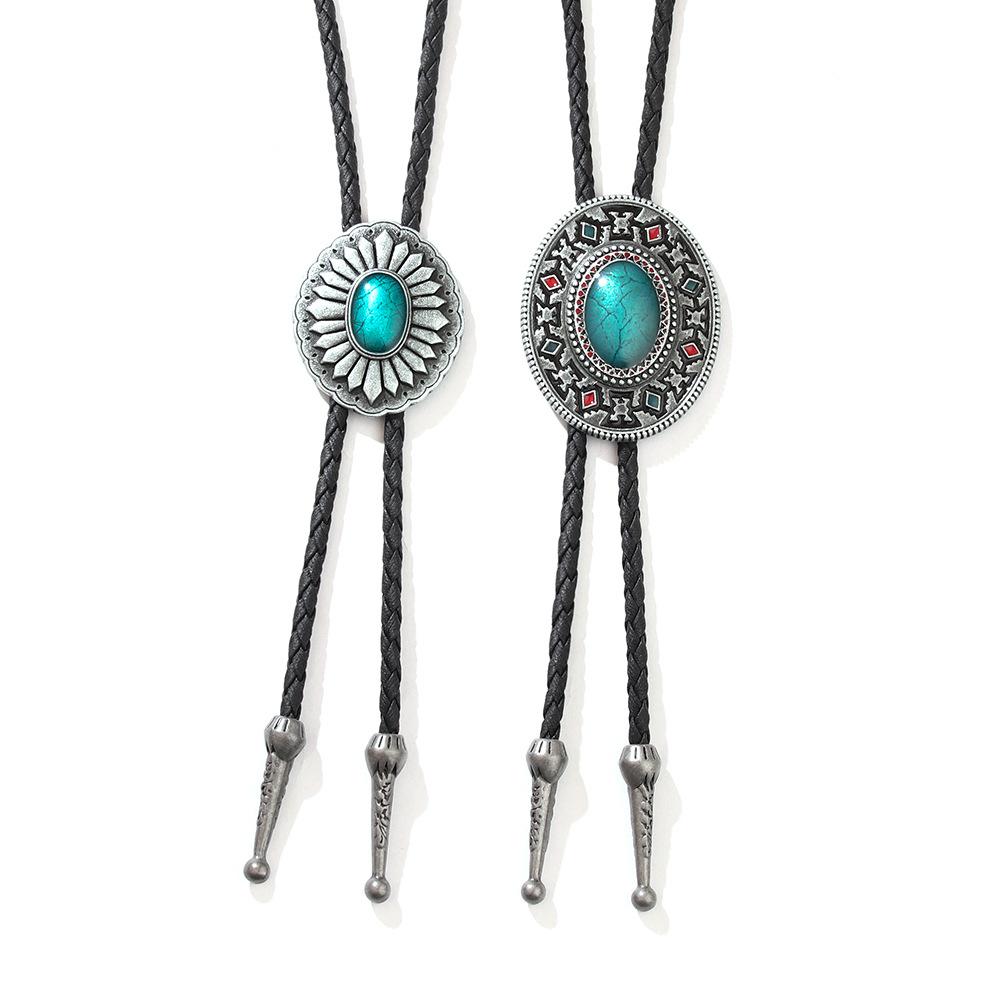 JMXD Retro Leather Sweater Chain Vintage Petal Floral Pendant Artistic Statement Necklace Men Fashion Accessory