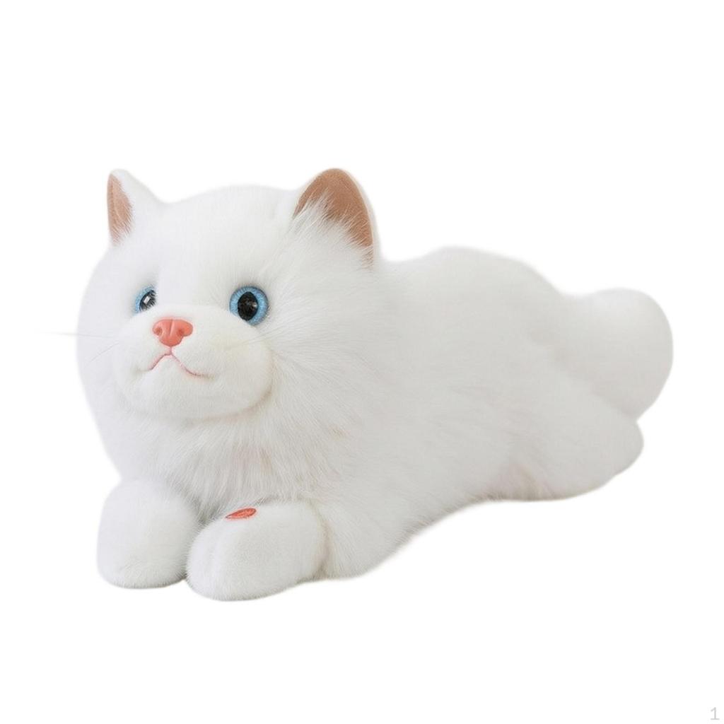 Cuddly Cat with Sound Soft Toy Huggable for Kids, Toddlers, Bedtime, Nursery Decor White