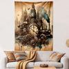 Steampunk Clockwork Cityscape Artwork Patterned Tapestry Home Decor, Suitable for Bedroom and Living Room, Gift