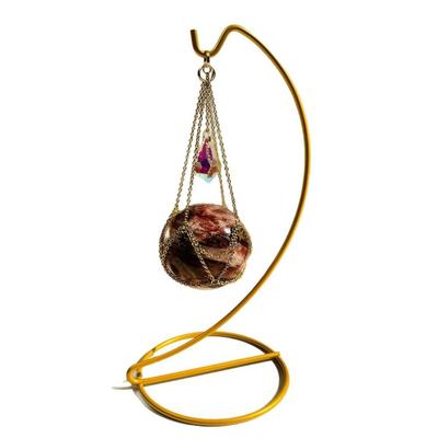 With Display Stand Crystal Holder Cage Stainless Steel Gold Color Home Decoration Crafts Interchangeable Stone Holder