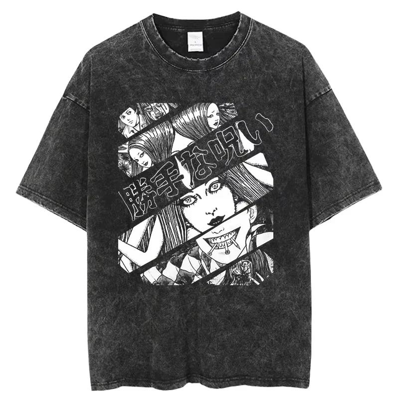 Hot Sale Horror Manga Tomie Graphic T-shirt Men Women T Shirt Hip Hop Y2k Washed Oversized Tee Hip Hop Gothic Cotton T-shirts