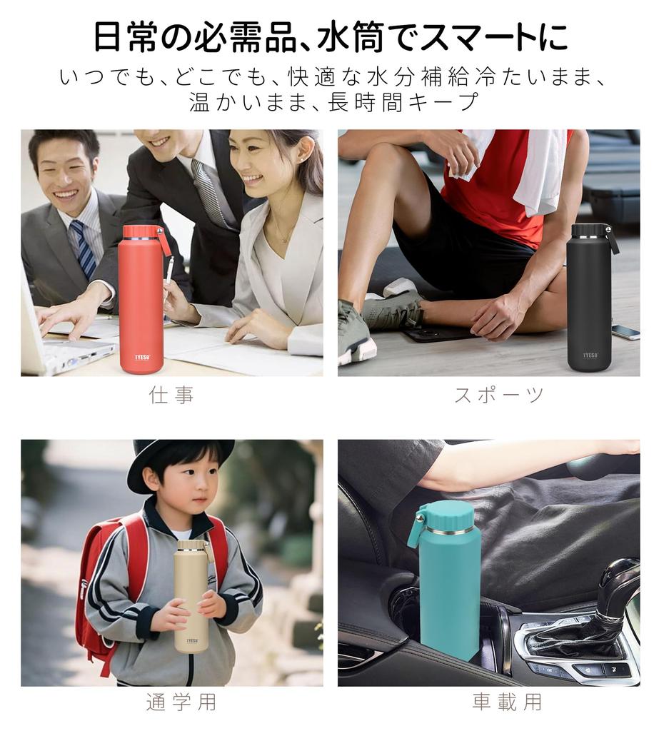 TYESO 710ml Large Capacity Stainless Steel Water Bottle with Vacuum Insulation, Double Walled, Wide Mouth, Ultra-Insulated, Hot & Cold Insulation,