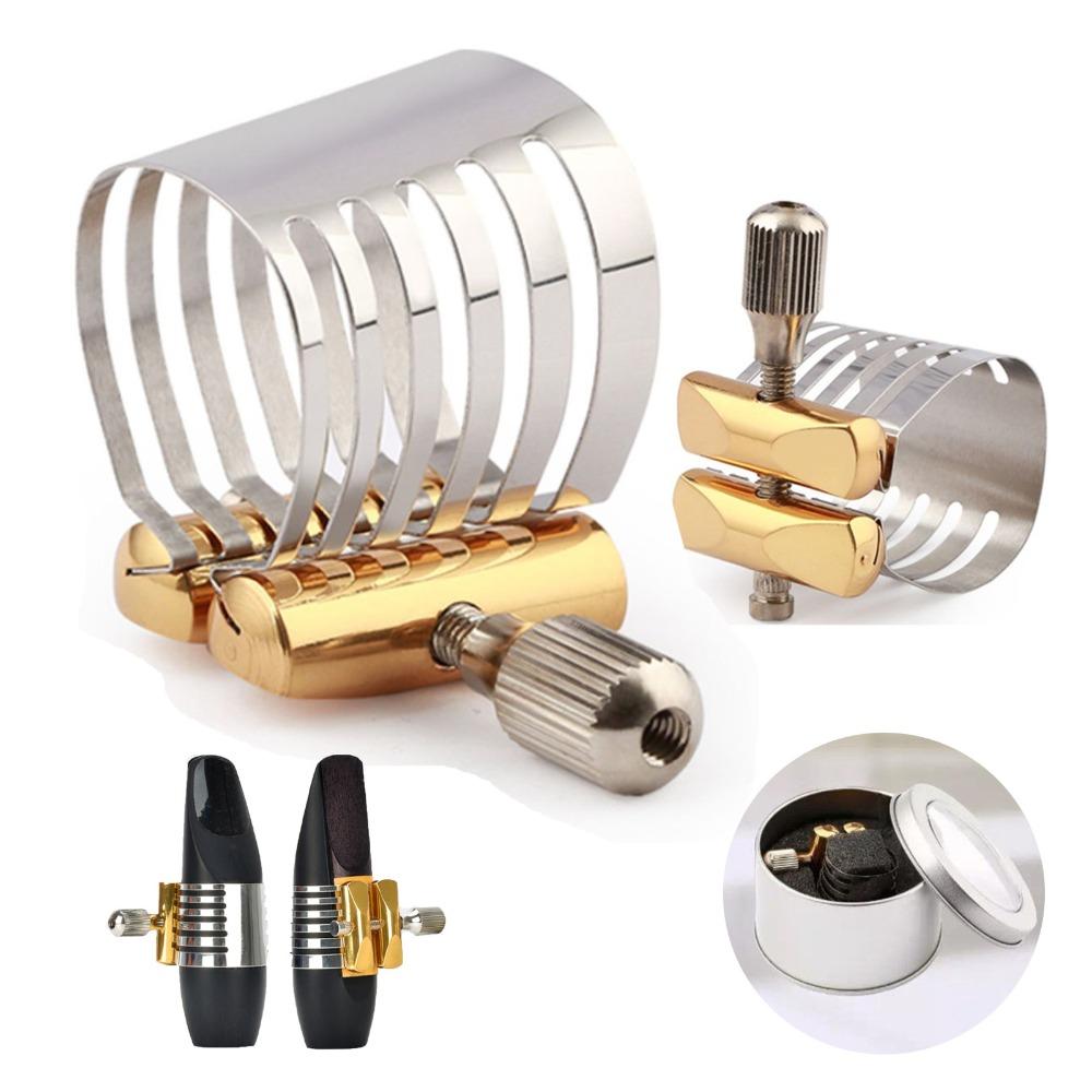 Silver+Golden Saxophone Ligature Stainless Steel Replacement Ligature  For Alto Saxophone