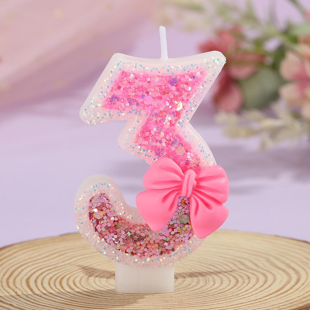 

Розовый бант Сделай сам Цифровые свечи - Ручная работа Креативное украшение для торта для всех возрастов и церемоний Outlined Pink Bow