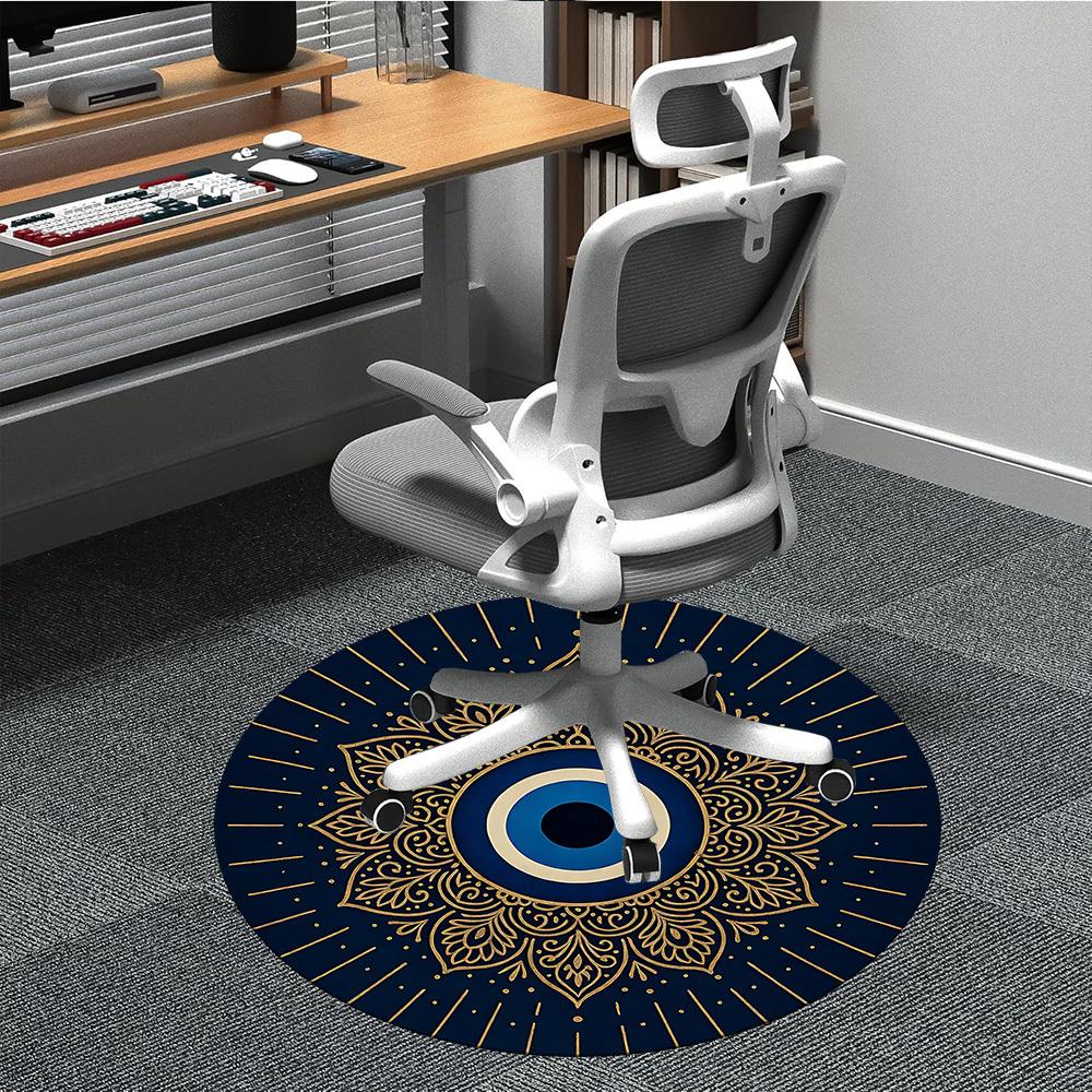 1pc Eagle Eye Mandala Office Round Area Rug, Indoor Mat Suitable For Office, Under Office Chairs Bedroom Living Room Home Decor, Room Deco