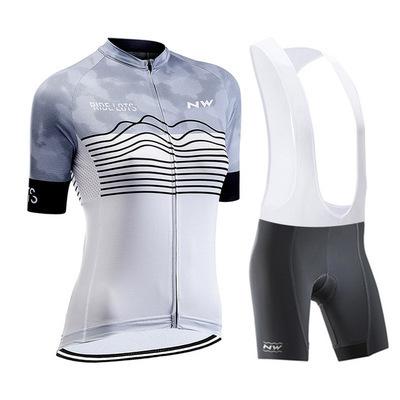 Women's Summer Short Sleeve Cycling Suit Strap Set Breathable Quick-Drying Mountain Bike Team Edition Cycling Suit