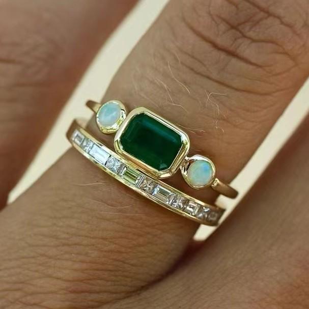 

Модный набор колец для женщин с позолотой и цирконами Size 10