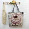 Large capacity tote bag gold silk embroidery canvas bag source creative pattern single-sided embroidery women's shoulder bag