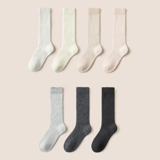1 Pair Women Winter Socks Thickened Plush Knee Length Long-tube High Elasticity Wrapping Anti-slip Floor Socks Comfort Warmth Sleeping Stockings
