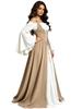 Damen Mittelalter Renaissance Kleid Schulterfrei Glockenärmel Schnürkorsett Vintage Halloween Cosplay Langes Maxikleid
