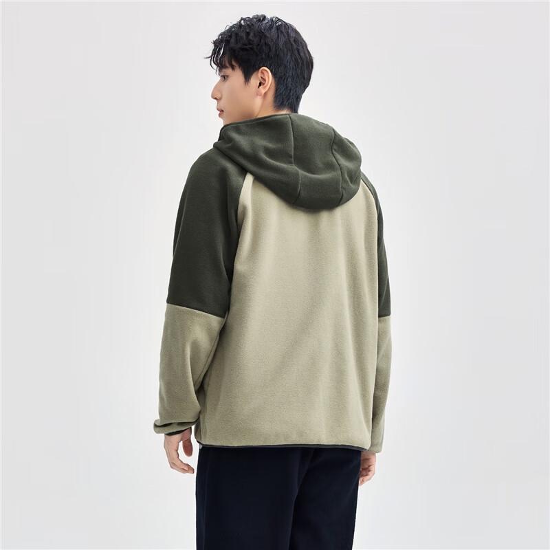GIORDANO Men's Colorblock Hooded Fleece Jacket