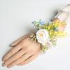 Yousheng Artificial Wedding Corsage And Boutonniere Set Silk Flower Wrist Corsage And Lapel Pin for Bridal Party Business Opening Ceremony Guest
