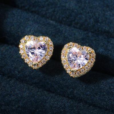 Huitan Fashion Contracted Heart Stud Earrings Women Dazzling Cubic Zirconia Female Love Earring Gift Statement Jewelry Sale