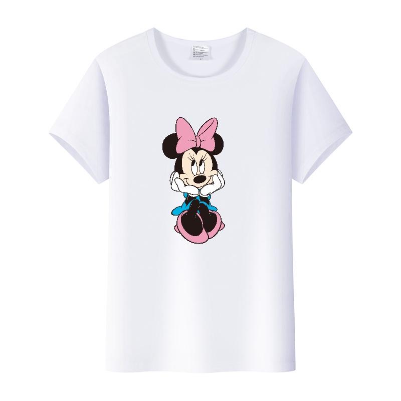 Kawaii Disney Cartoon Minnie Printed T Shirt Women Fashion Mickey Mouse White Oversized T Shirt Female Clothes Ladies T-shirts