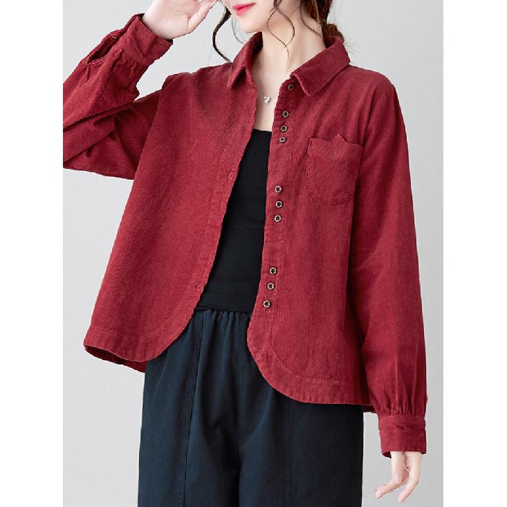 Cardigans Blazer Veste Décontractée Mode Femme Grande Taille Col Rabattu Manches Longues Ample Velours Côtelé Ample L-3XL