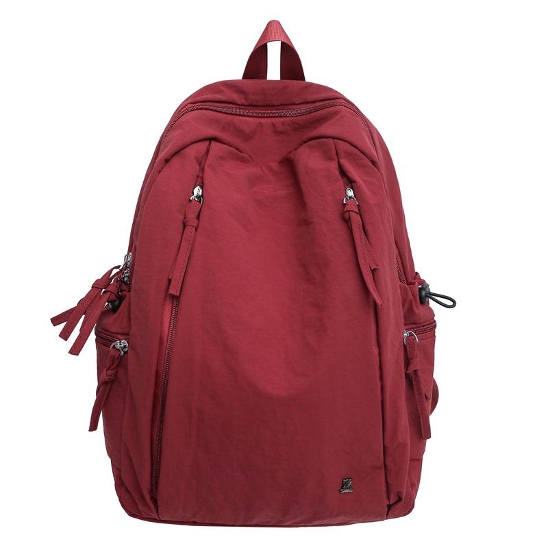 Hot Sale Niche Casual Lazy Wind Solid Color Backpack Women's Versatile Lightweight Large Capacity Student School Bag