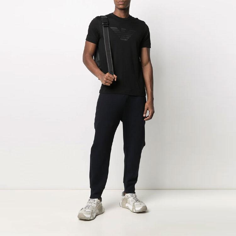 Emporio Armani Logo Print Solid Color Crew Neck Short Sleeve T-Shirt Men tops Black 3K1TE6-1JSHZ-0999
