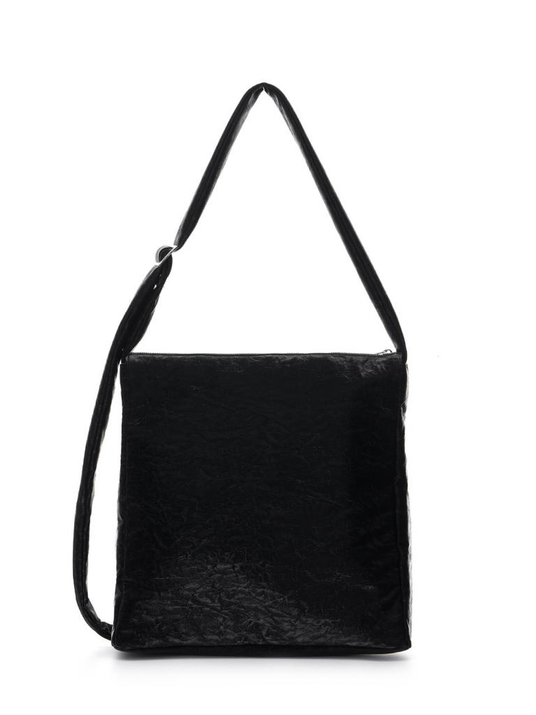 Nick&Nicole Crystal Crack Leather Big Square Bag_Black