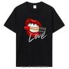 Women andunisex Tops O-neck Sexy Tees Kiss Lip Funny Summer Female Soft T-Shirt Lips Watercolor cotton T Shirt Fitness Clothing