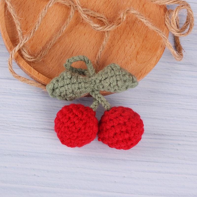 Charming Crochet Fruit Keychain: Persimmon & Strawberry Wool Pendants