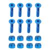 8pcs Carbon Steel Replace Skateboard Truck Hardware Set Longboard Screw Bolt , Blue