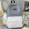 Sweet Polka Dot Backpack Plaid Student School Bag Fashion Lace Trim Rucksack  Outdoor Use